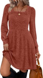 Sampeel Square Neck Babydoll Sweater Dress