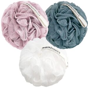 MainBasics Shower Loofah Set – 3 Pack Poufs