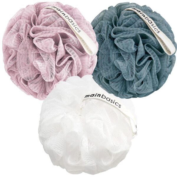 MainBasics Shower Loofah Set – 3 Pack Poufs