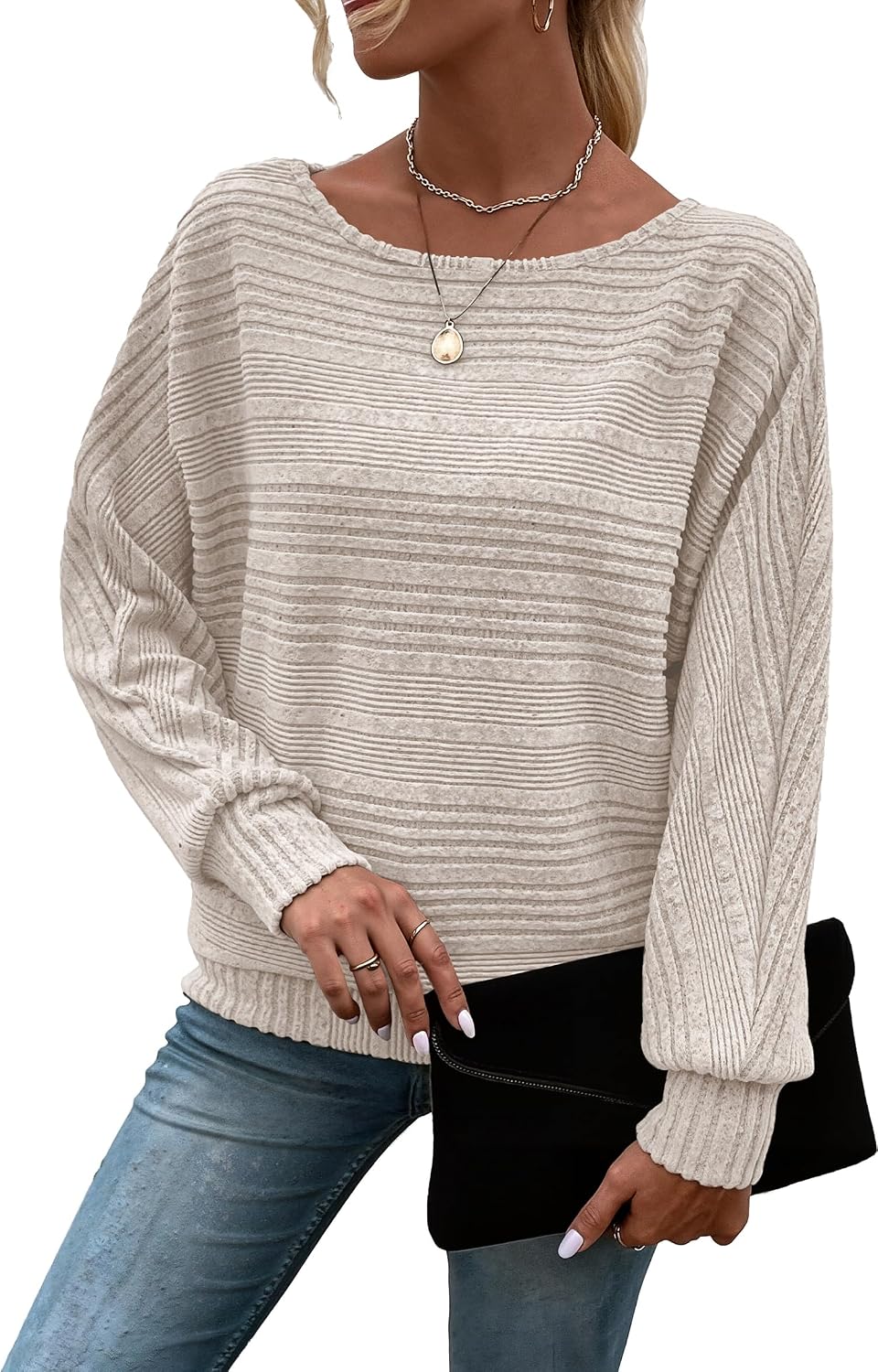 RICHSTORY Women’s Batwing Sleeve Tunic Sweater