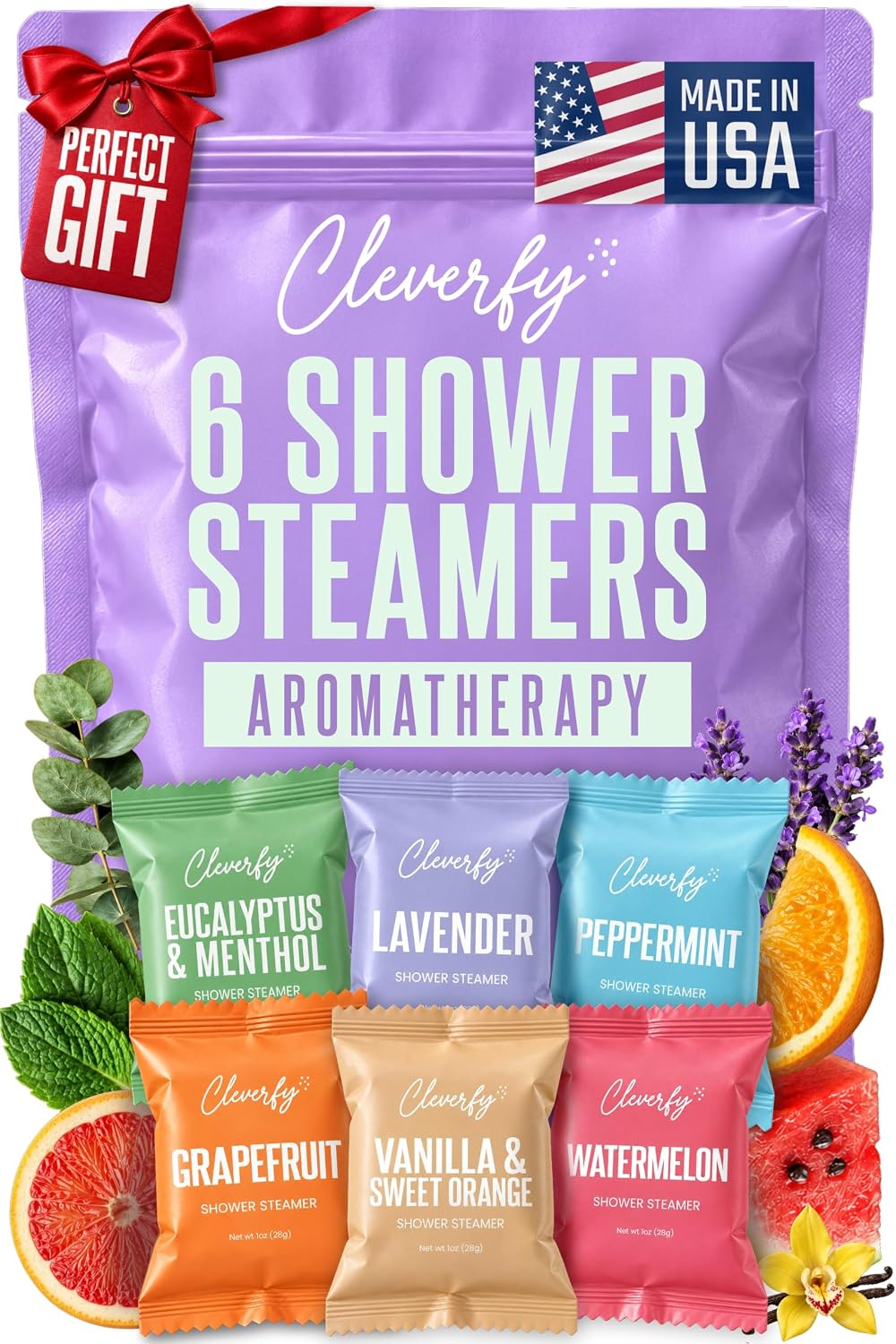 Cleverfy Shower Steamers – 6 Pack Aromatherapy Gift