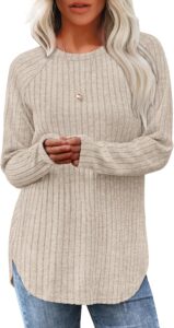 Saloogoe Women’s Loose-Fit Tunic Top, Curved Hem