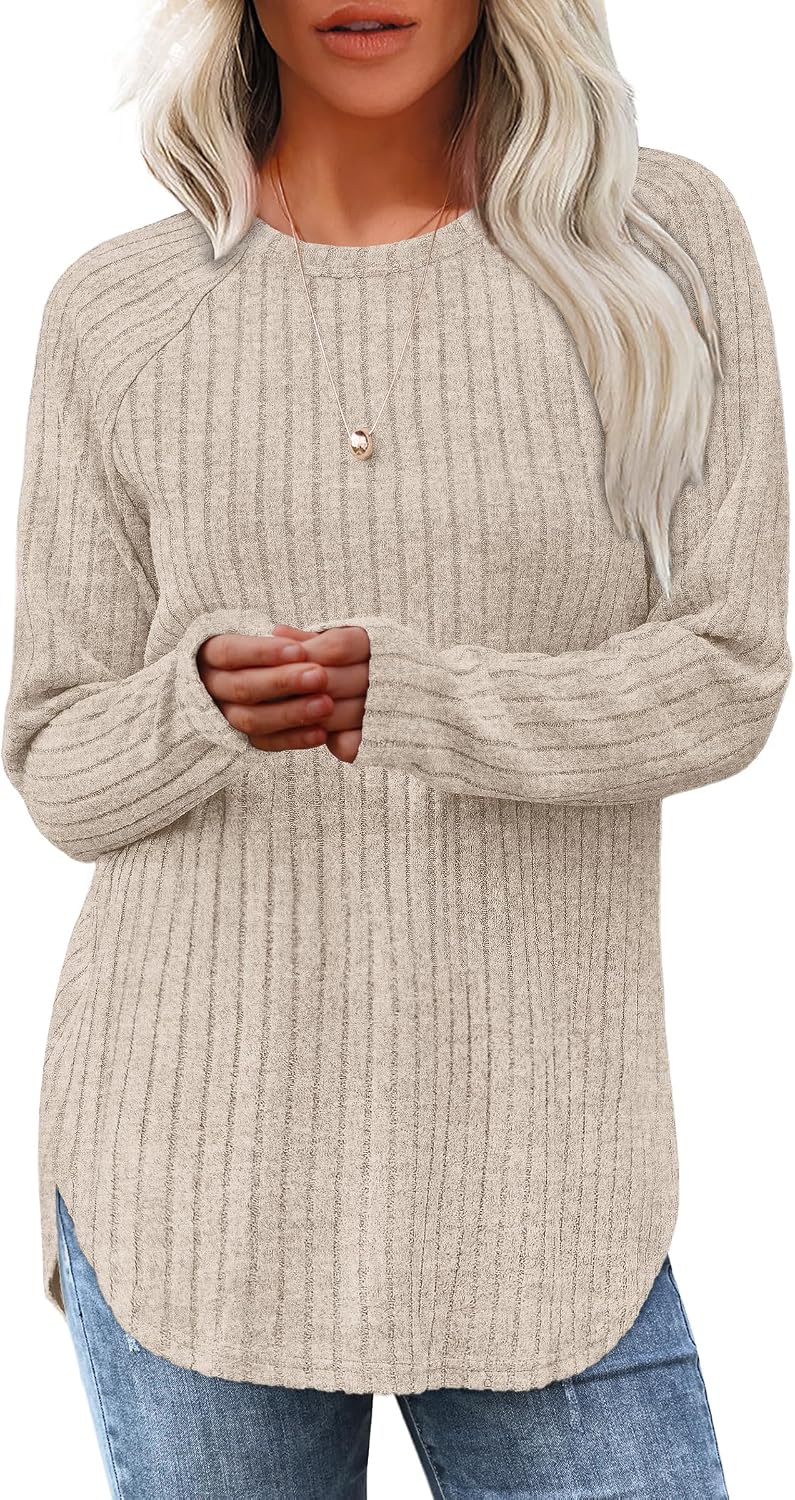 Saloogoe Women’s Loose-Fit Tunic Top, Curved Hem