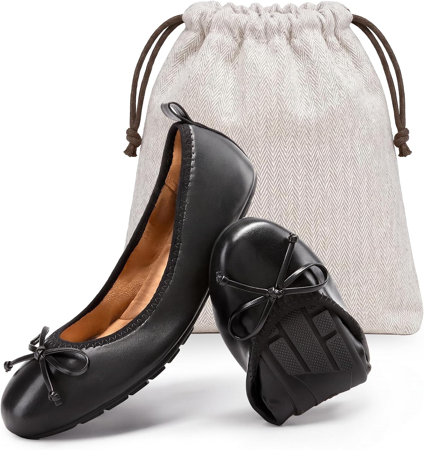 DREAM PAIRS Foldable Bowknot Ballet Flats