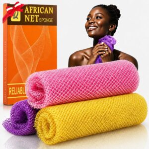 UJFQBH African Net Sponge – 3 Pack Bath Sponges