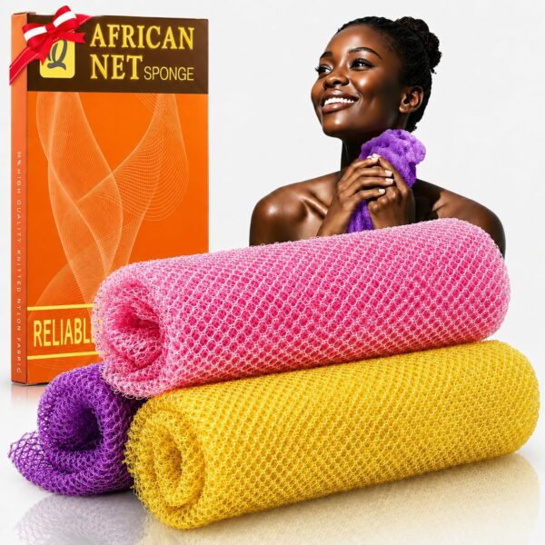 UJFQBH African Net Sponge – 3 Pack Bath Sponges