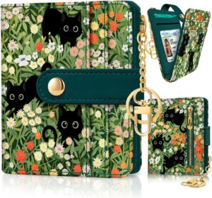 Jogjam Black Cat Floral RFID Wallet – Slim PU Leather
