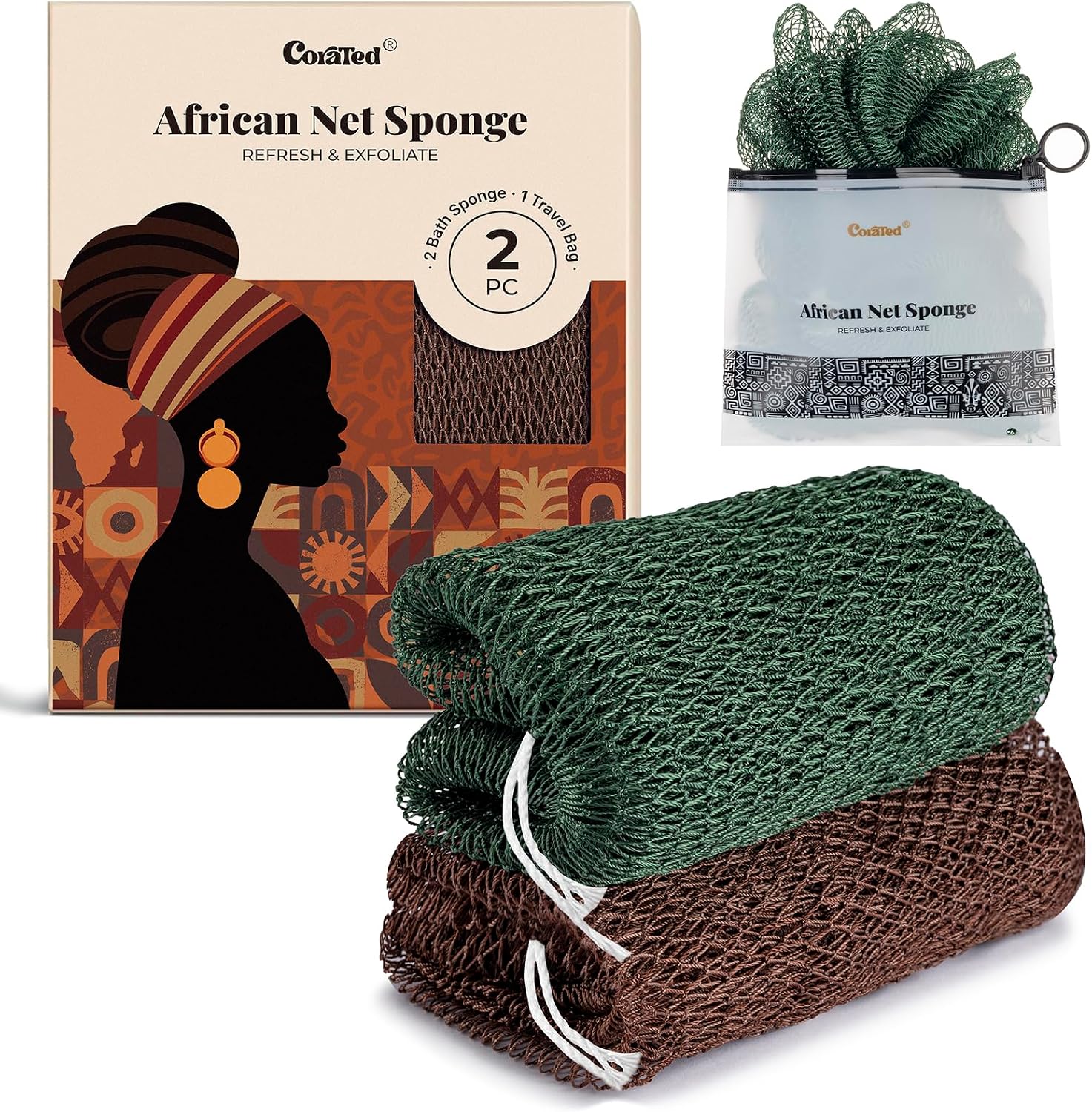 CORATED African Net Sponge – Exfoliating Bath Sponge