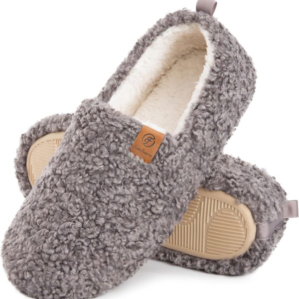 EverFoams Women’s Curly Fleece Memory Foam Slippers
