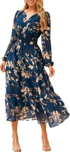 Simplee Floral Boho Long Sleeve Maxi Dress