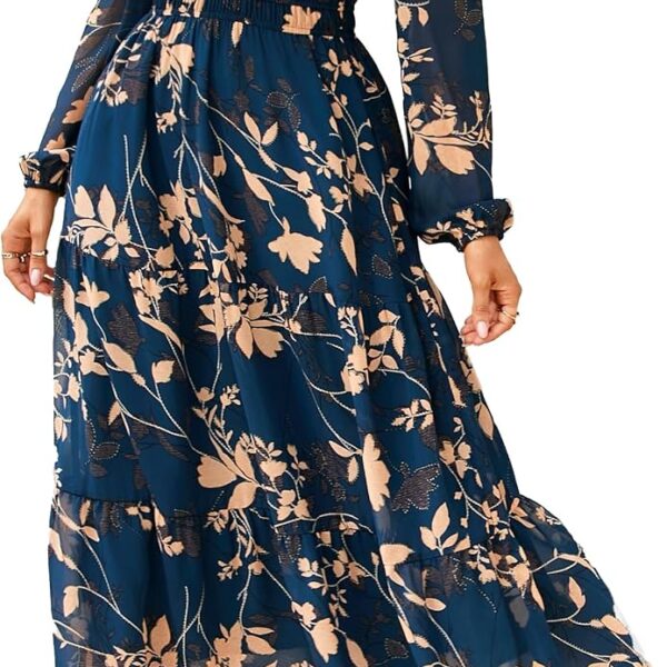Simplee Floral Boho Long Sleeve Maxi Dress