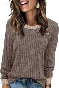 WIHOLL Women’s Color Block Long Sleeve Top