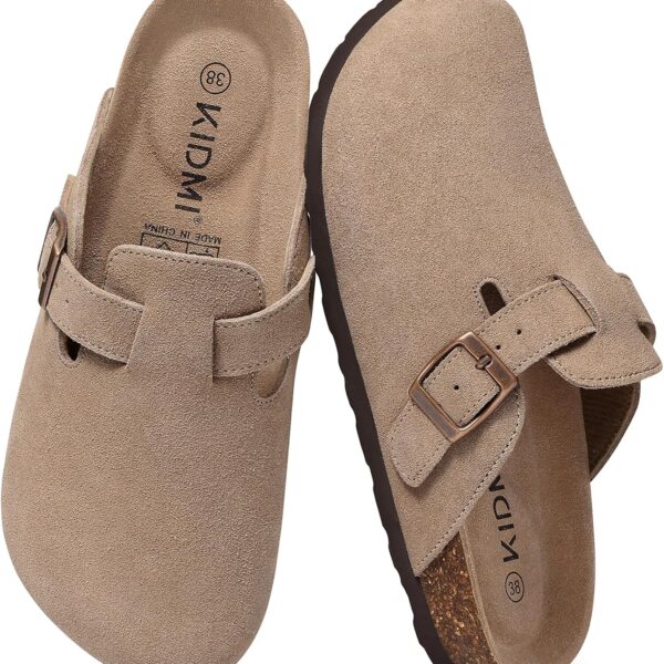 KIDMI Genuine Suede Cork Footbed Clogs