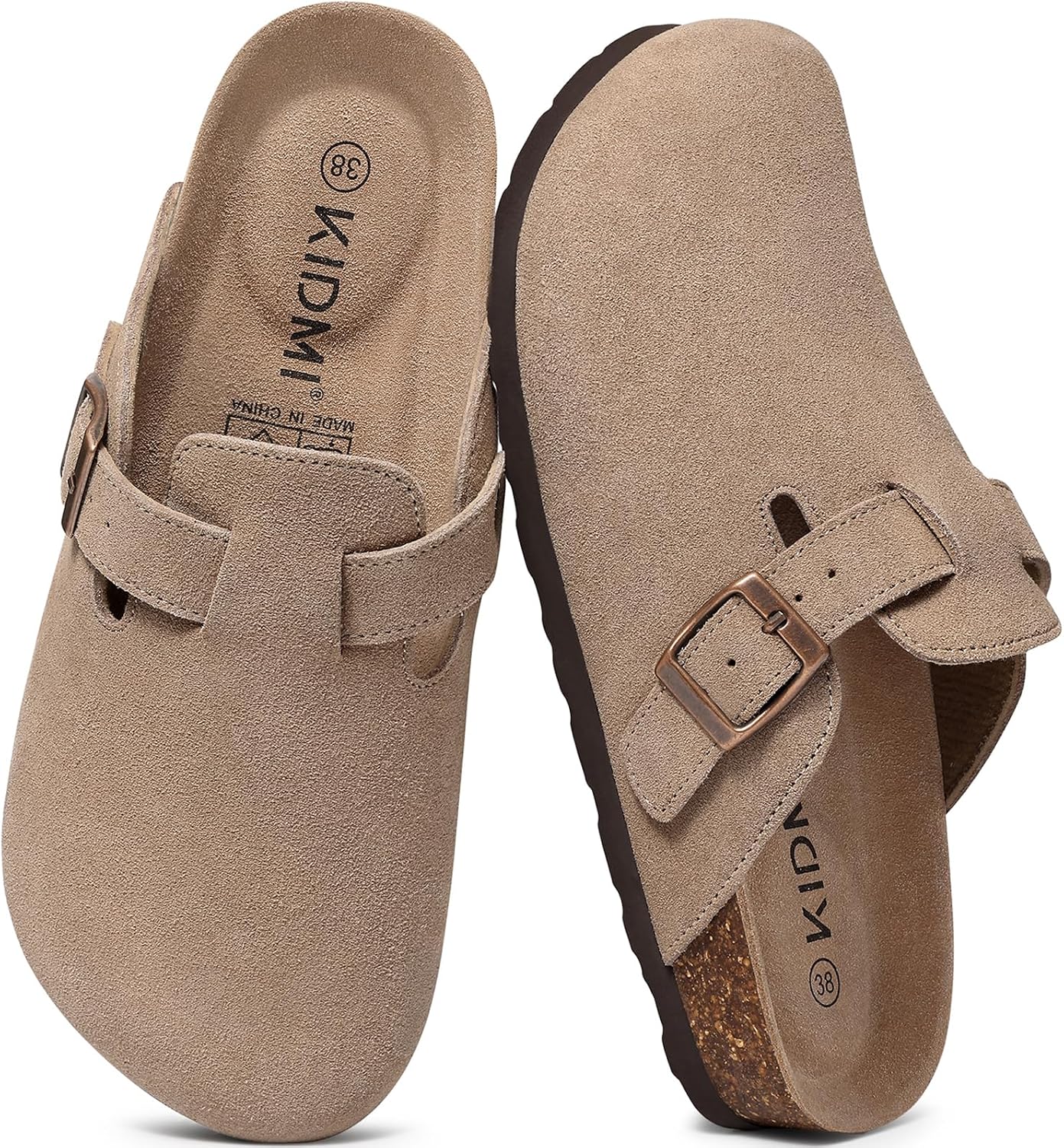 KIDMI Genuine Suede Cork Footbed Clogs