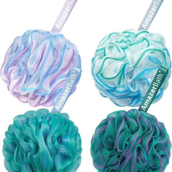 AmazerBath Loofah Sponge Set – 4 Pack Exfoliating