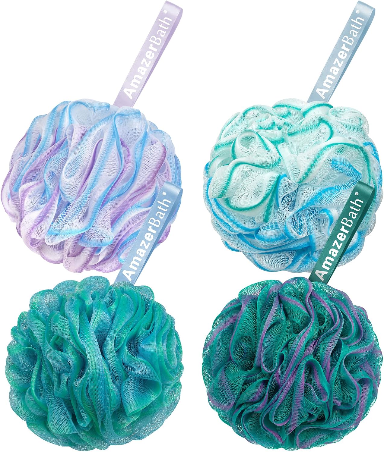 AmazerBath Loofah Sponge Set – 4 Pack Exfoliating