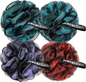 AmazerBath Charcoal Loofah Set – 4 Pack
