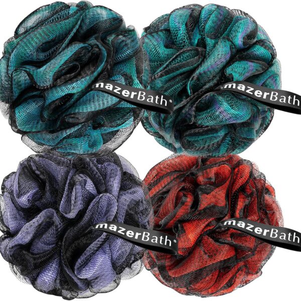 AmazerBath Charcoal Loofah Set – 4 Pack