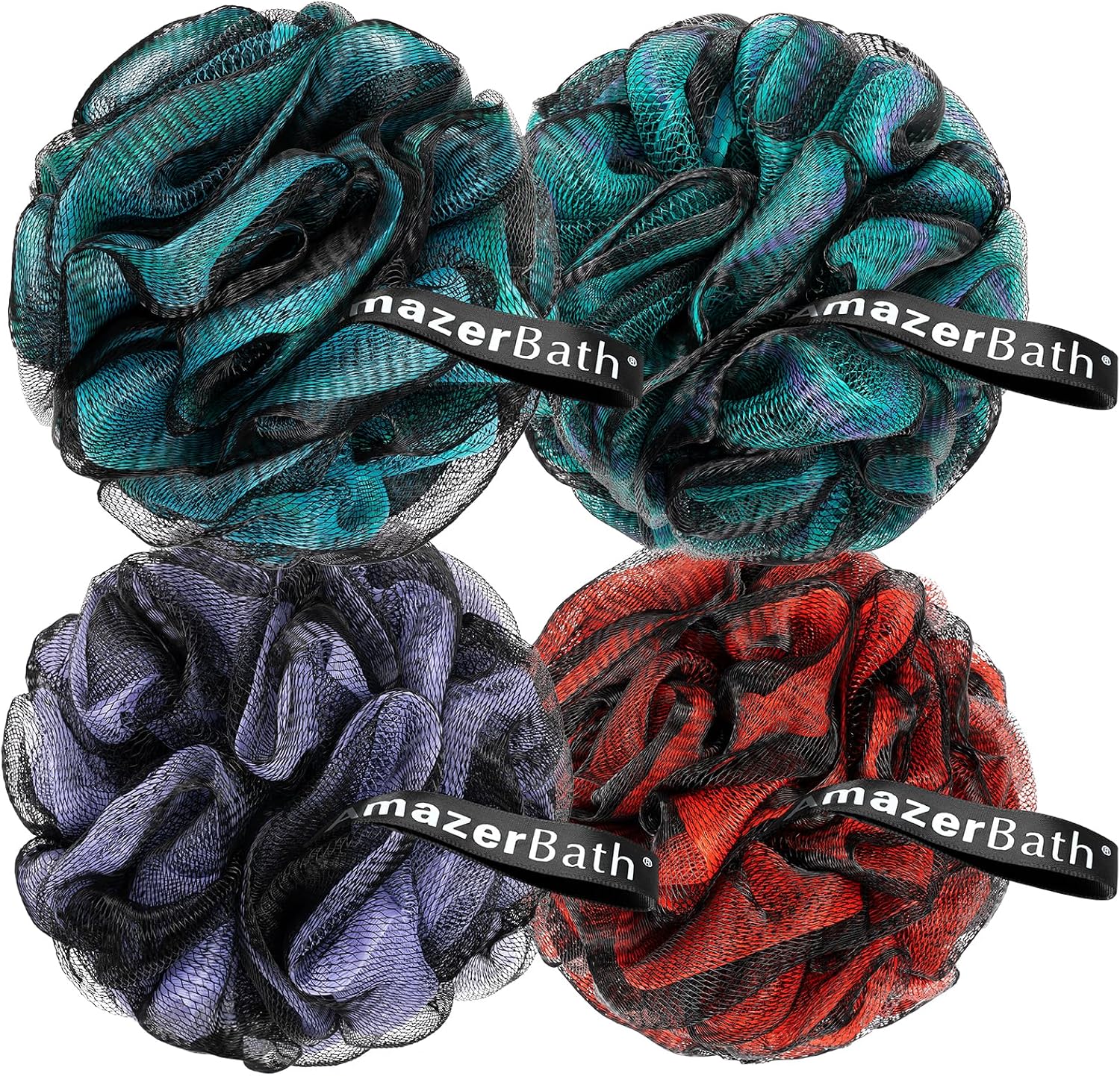 AmazerBath Charcoal Loofah Set – 4 Pack