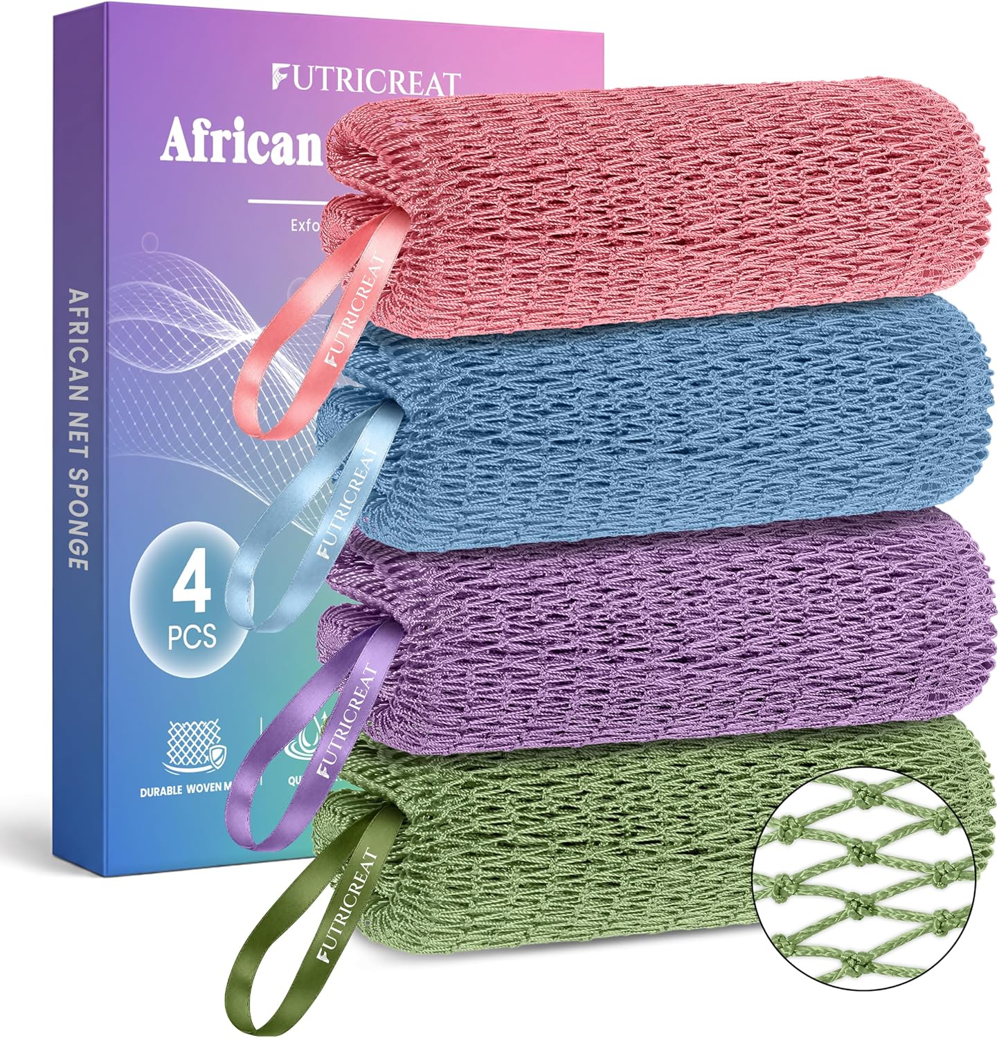 Authentic African Net Sponge – 4 Pack Exfoliating